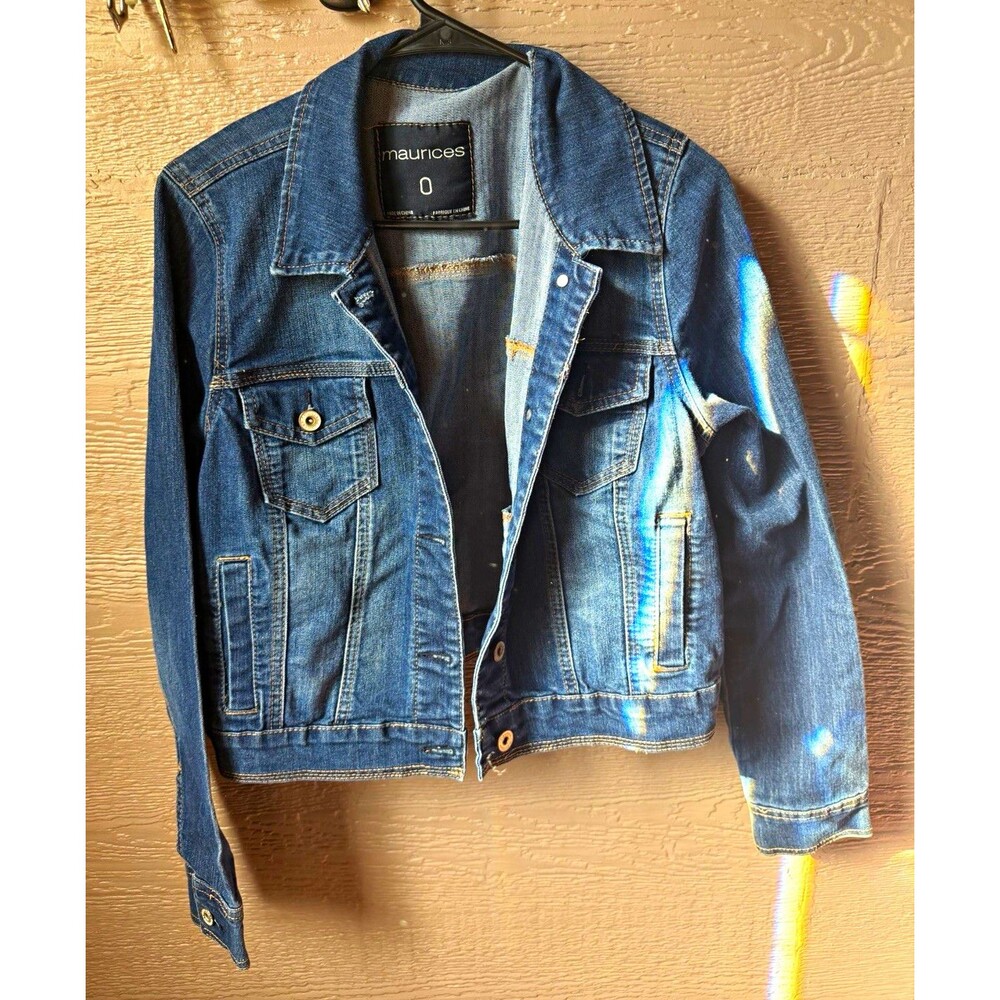 Dark Wash Jean Jacket Button Front with Pockets 90s Style